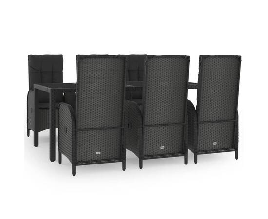 Set mobilier de grădină cu perne, 7 piese, negru/gri, poliratan, 2 image