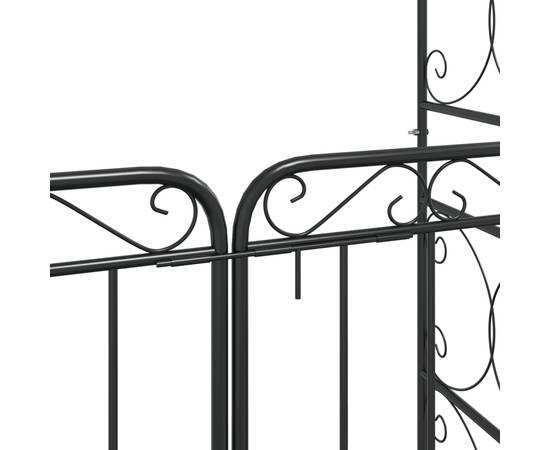 Arcadă de grădină cu poartă, negru, 108x45x235 cm oțel, 8 image