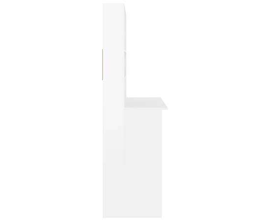 Birou cu rafturi, alb extralucios, 102x45x148 cm, lemn compozit, 6 image