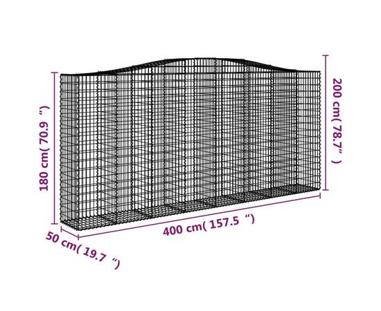 Coșuri gabion arcuite 3 buc, 400x50x180/200 cm, fier galvanizat, 6 image