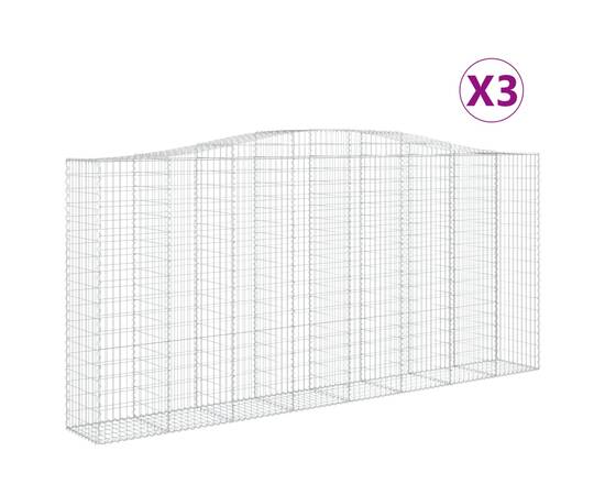 Coșuri gabion arcuite 3 buc, 400x50x180/200 cm, fier galvanizat, 2 image