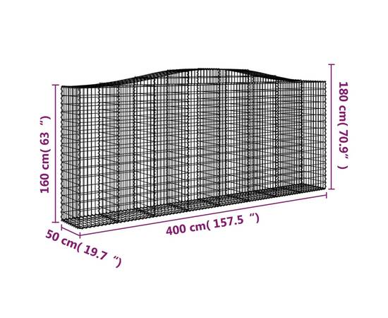 Coșuri gabion arcuite 4 buc. 400x50x160/180 cm, fier galvanizat, 6 image