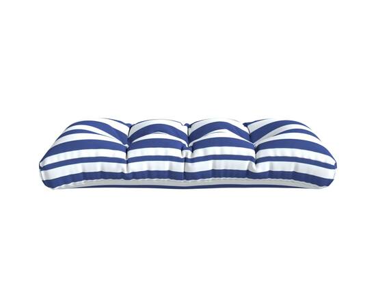 Perne canapea paleți, 2 buc, țesătură cu dungi albastre și albe, 4 image