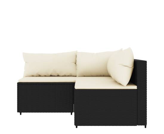 Set mobilier de grădină cu perne, 3 piese, negru, poliratan, 3 image