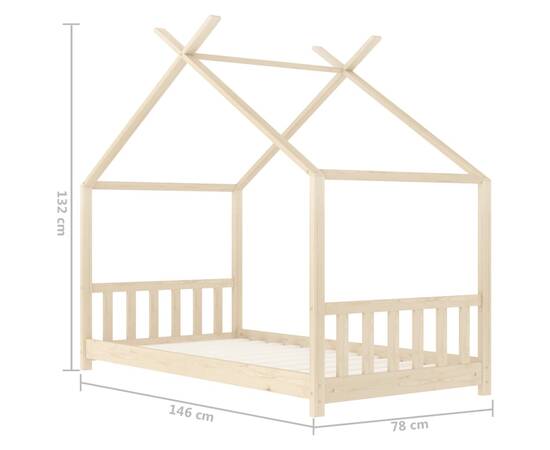 Cadru de pat pentru copii, 70 x 140 cm, lemn masiv de pin, 9 image