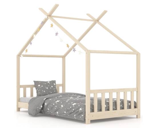 Cadru de pat pentru copii, 70 x 140 cm, lemn masiv de pin, 2 image