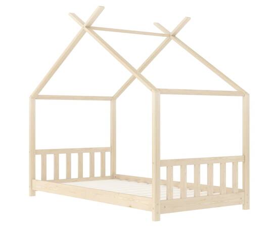 Cadru de pat pentru copii, 70 x 140 cm, lemn masiv de pin, 3 image