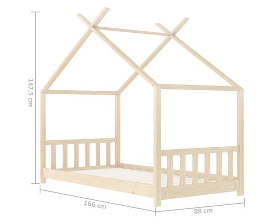 Cadru de pat pentru copii, 80 x 160 cm, lemn masiv de pin, 9 image