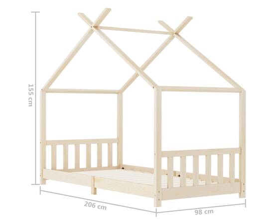 Cadru de pat pentru copii, 90 x 200 cm, lemn masiv de pin, 9 image
