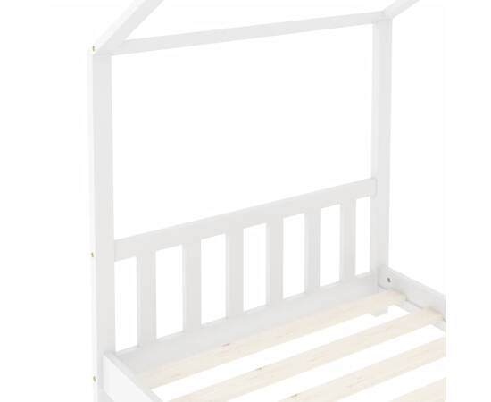 Cadru de pat pentru copii, alb, 70 x 140 cm, lemn masiv de pin, 6 image