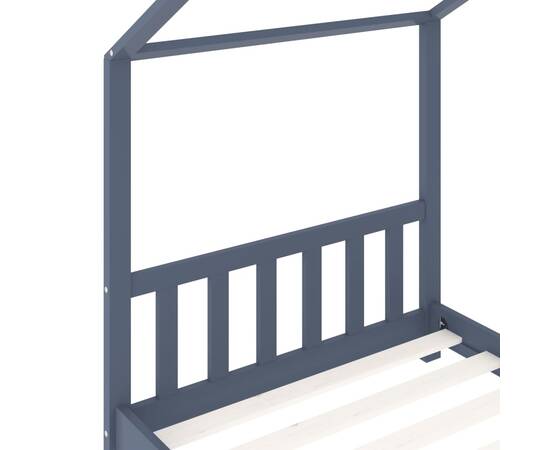 Cadru de pat pentru copii, gri, 90 x 200 cm, lemn masiv de pin, 6 image