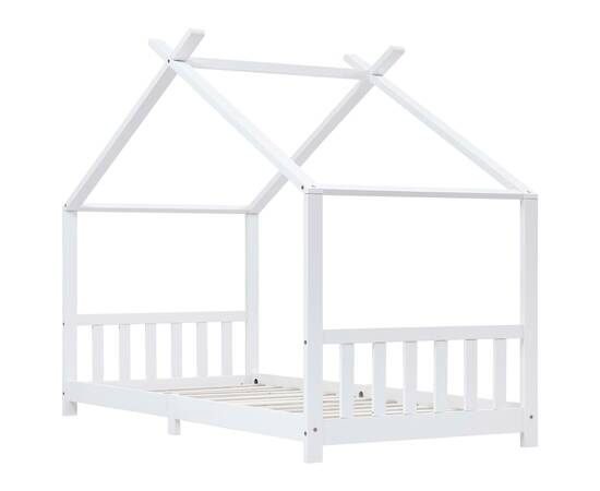 Cadru pat de copii, alb, 90 x 200 cm, lemn masiv de pin, 3 image