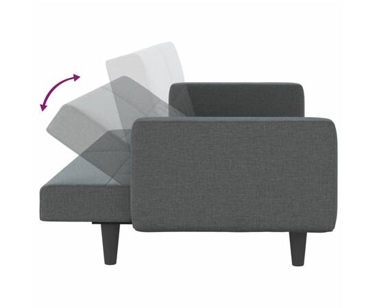 Canapea extensibilă cu perne, gri închis, textil, 9 image