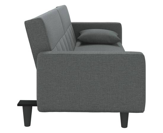 Canapea extensibilă cu perne, gri închis, textil, 5 image