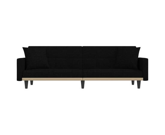 Canapea extensibilă cu perne, negru, material textil, 4 image