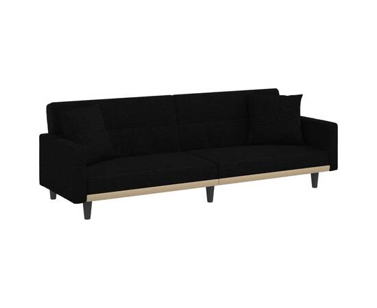 Canapea extensibilă cu perne, negru, material textil, 2 image