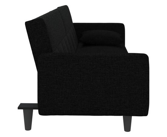 Canapea extensibilă cu perne, negru, material textil, 5 image