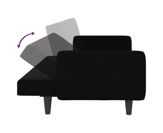 Canapea extensibilă cu perne, negru, material textil, 9 image