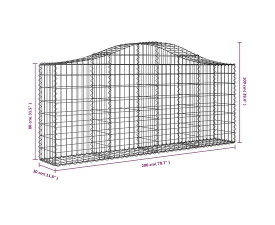 Coșuri gabion arcuite 15 buc, 200x30x80/100cm, fier galvanizat, 6 image