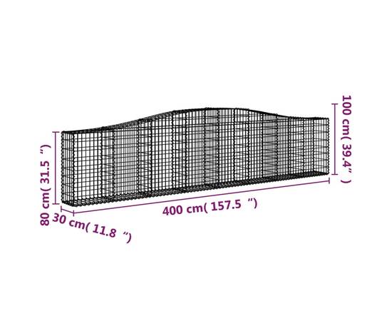 Coșuri gabion arcuite 4 buc, 400x30x80/100 cm, fier galvanizat, 6 image