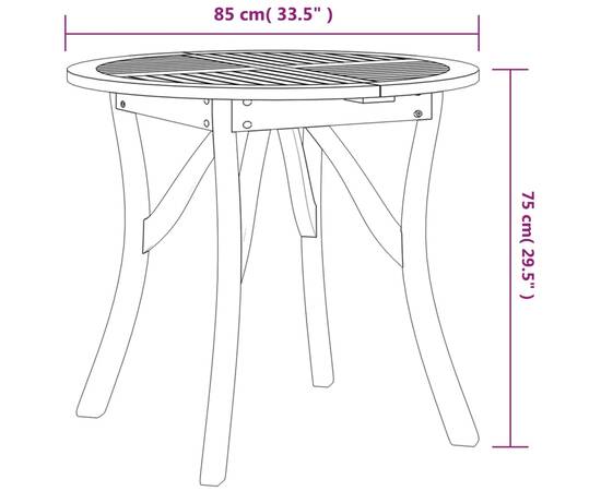 Masă de grădină, Ø 85 cm, lemn masiv de acacia, 5 image