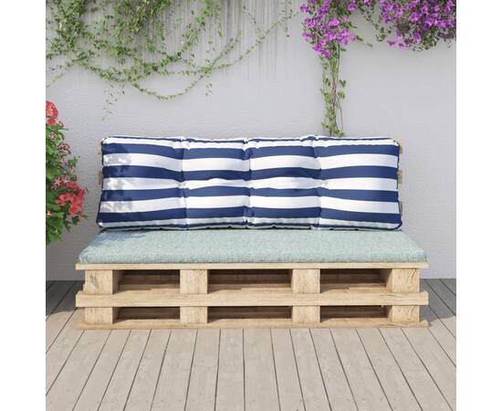 Perne canapea paleți, dungi albastru/alb, 120x40x12 cm , textil, 3 image