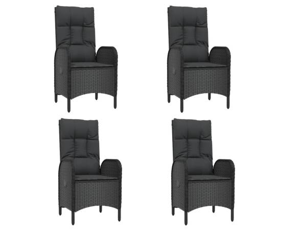 Set mobilier de grădină cu perne, 7 piese, negru, poliratan, 4 image