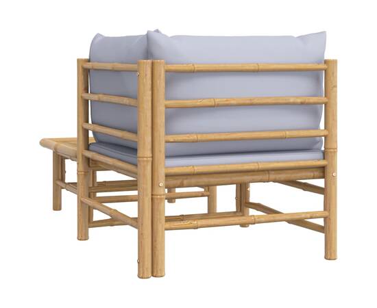 Set mobilier de grădină cu perne gri deschis, 2 piese, bambus, 6 image