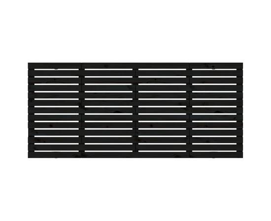 Tăblie pat pentru perete, negru, 156x3x91,5 cm, lemn masiv pin, 4 image