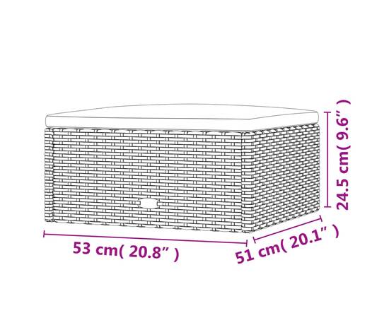 Taburet de grădină cu pernă, gri, poliratan, 7 image