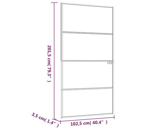 Ușă de interior negru 102x201,5cm sticlă securiz./aluminiu slim, 8 image