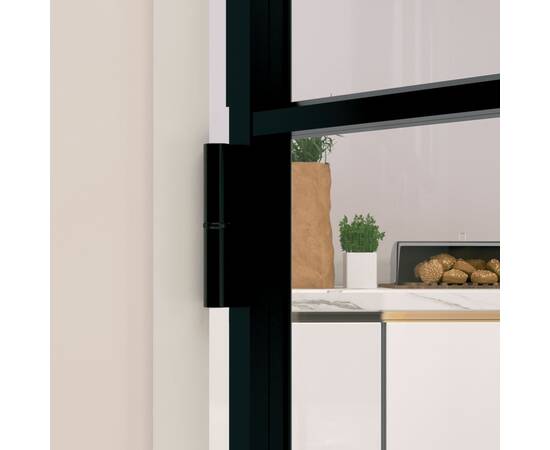 Ușă de interior negru 76x201,5 cm sticlă securiz./aluminiu slim, 4 image