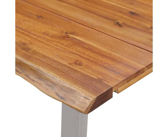 Masă de bucătărie, 160x80x75 cm, lemn acacia & oțel inoxidabil, 6 image