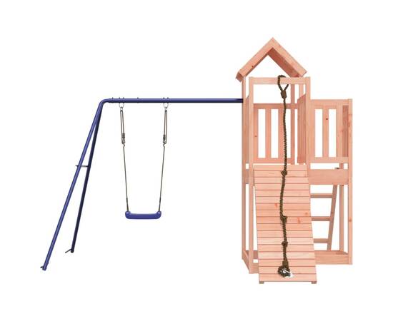 Căsuță de joacă cu perete de cățărat și leagăn, lemn douglas, 4 image