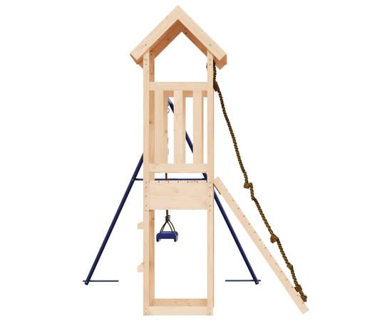 Căsuță de joacă cu perete de cățărat și leagăn, lemn masiv pin, 5 image