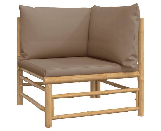 Canapea de colț pentru grădină, perne gri taupe, bambus6, 2 image
