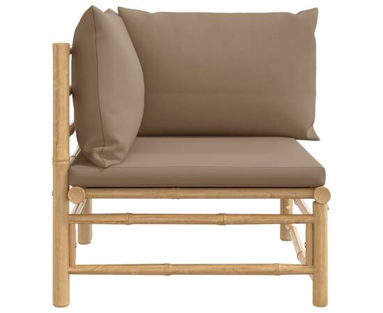 Canapea de colț pentru grădină, perne gri taupe, bambus6, 4 image