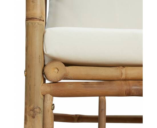 Canapea de grădină cu perne alb crem, bambus, 5 image