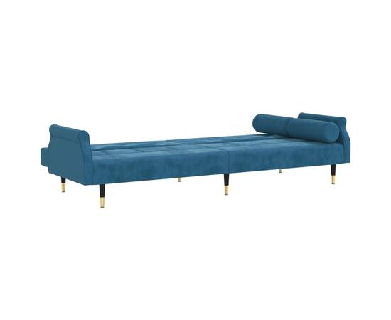 Canapea extensibilă cu perne, albastru, catifea, 7 image