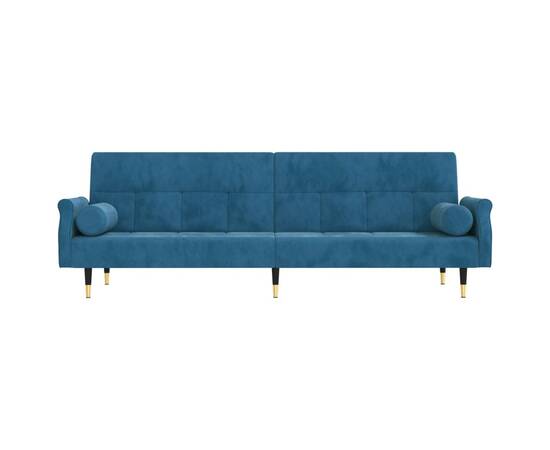 Canapea extensibilă cu perne, albastru, catifea, 3 image