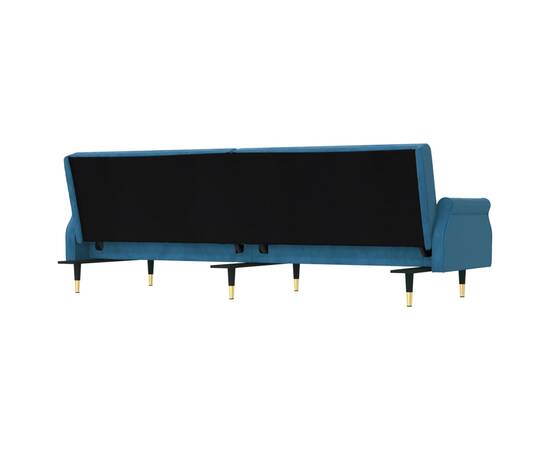 Canapea extensibilă cu perne, albastru, catifea, 5 image