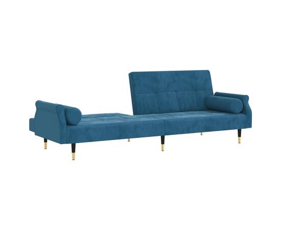 Canapea extensibilă cu perne, albastru, catifea, 6 image