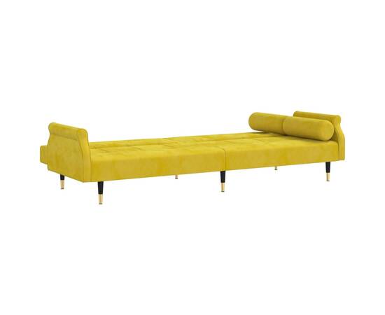 Canapea extensibilă cu perne, galben, catifea, 6 image