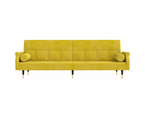 Canapea extensibilă cu perne, galben, catifea, 3 image