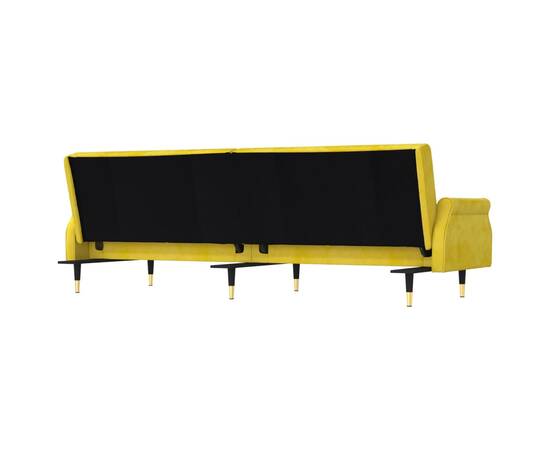 Canapea extensibilă cu perne, galben, catifea, 5 image