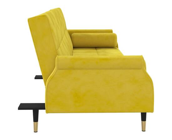 Canapea extensibilă cu perne, galben, catifea, 4 image