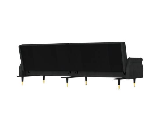 Canapea extensibilă cu perne, negru, catifea, 4 image