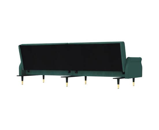 Canapea extensibilă cu perne, verde închis, catifea, 5 image