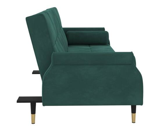 Canapea extensibilă cu perne, verde închis, catifea, 4 image