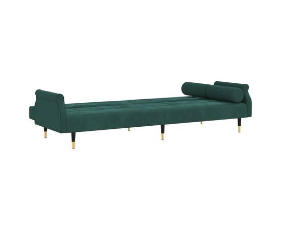 Canapea extensibilă cu perne, verde închis, catifea, 6 image